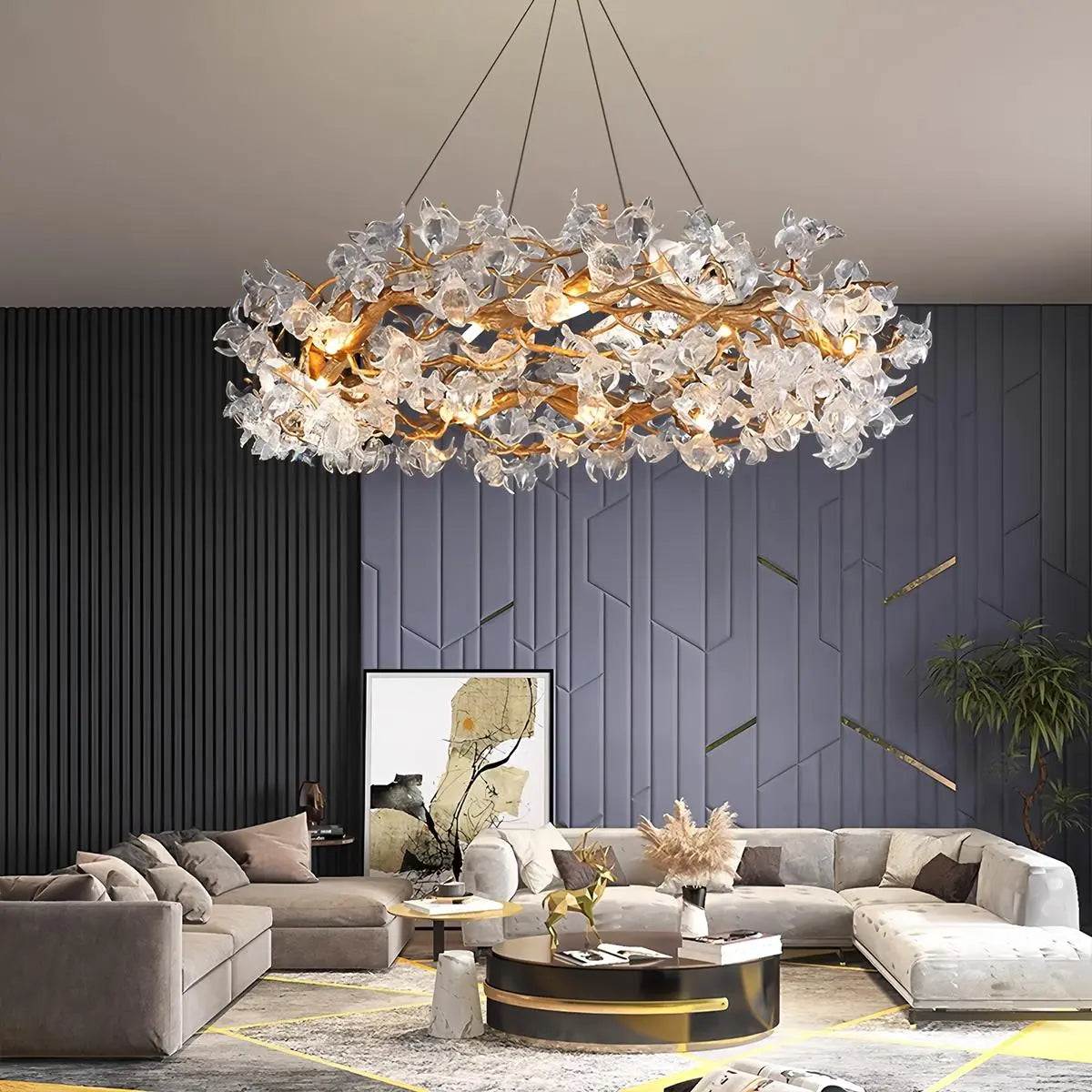Antizer Petala Crystal Round Chandelier for Living Room