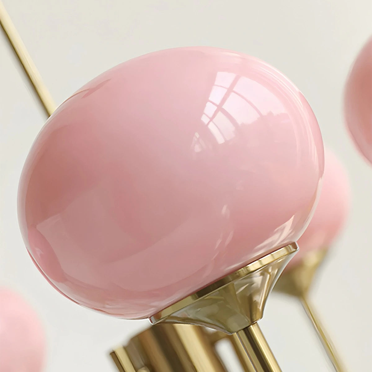 Antizer Pink Glass Globe Arm Chandelier for Living Room