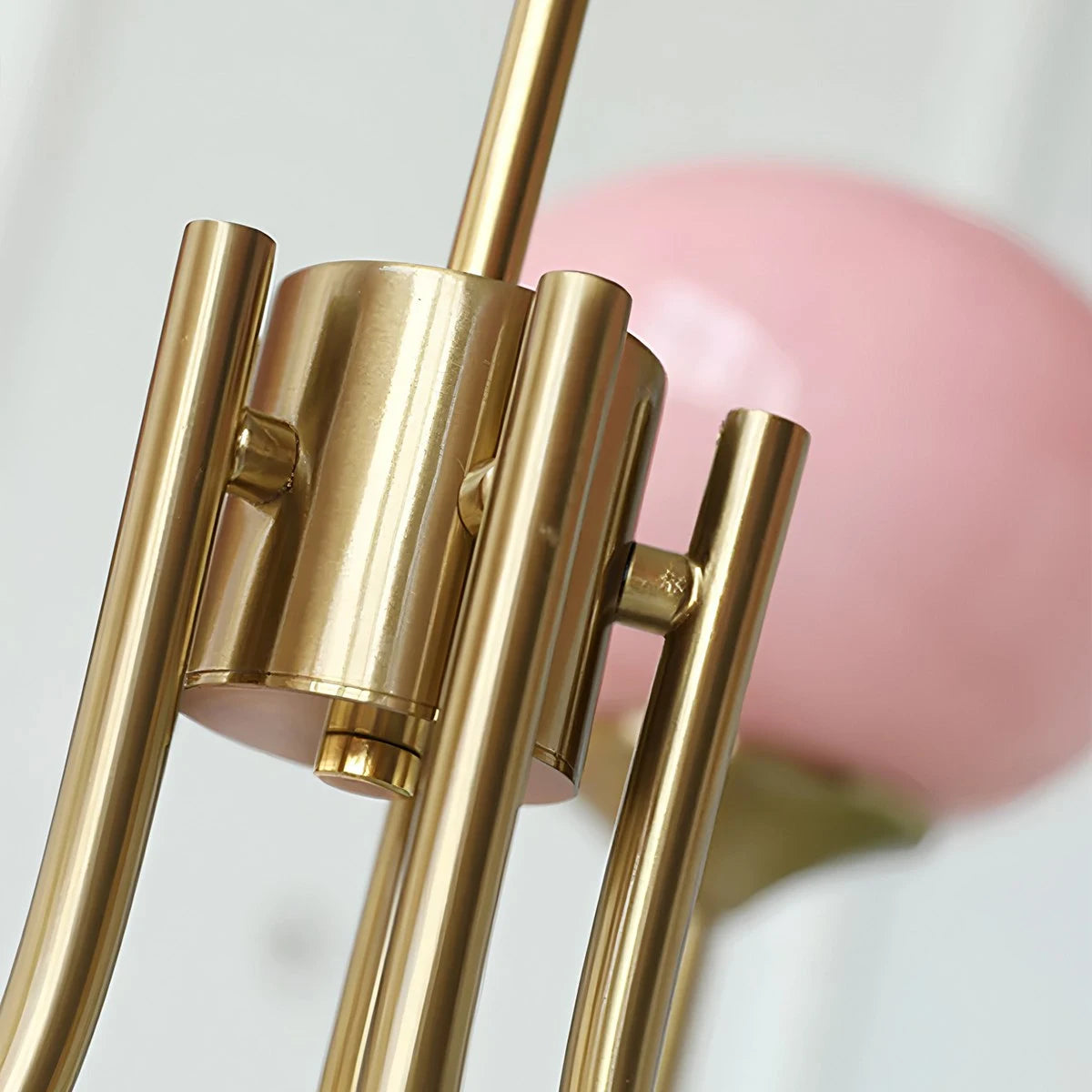 Antizer Pink Glass Globe Arm Chandelier for Living Room