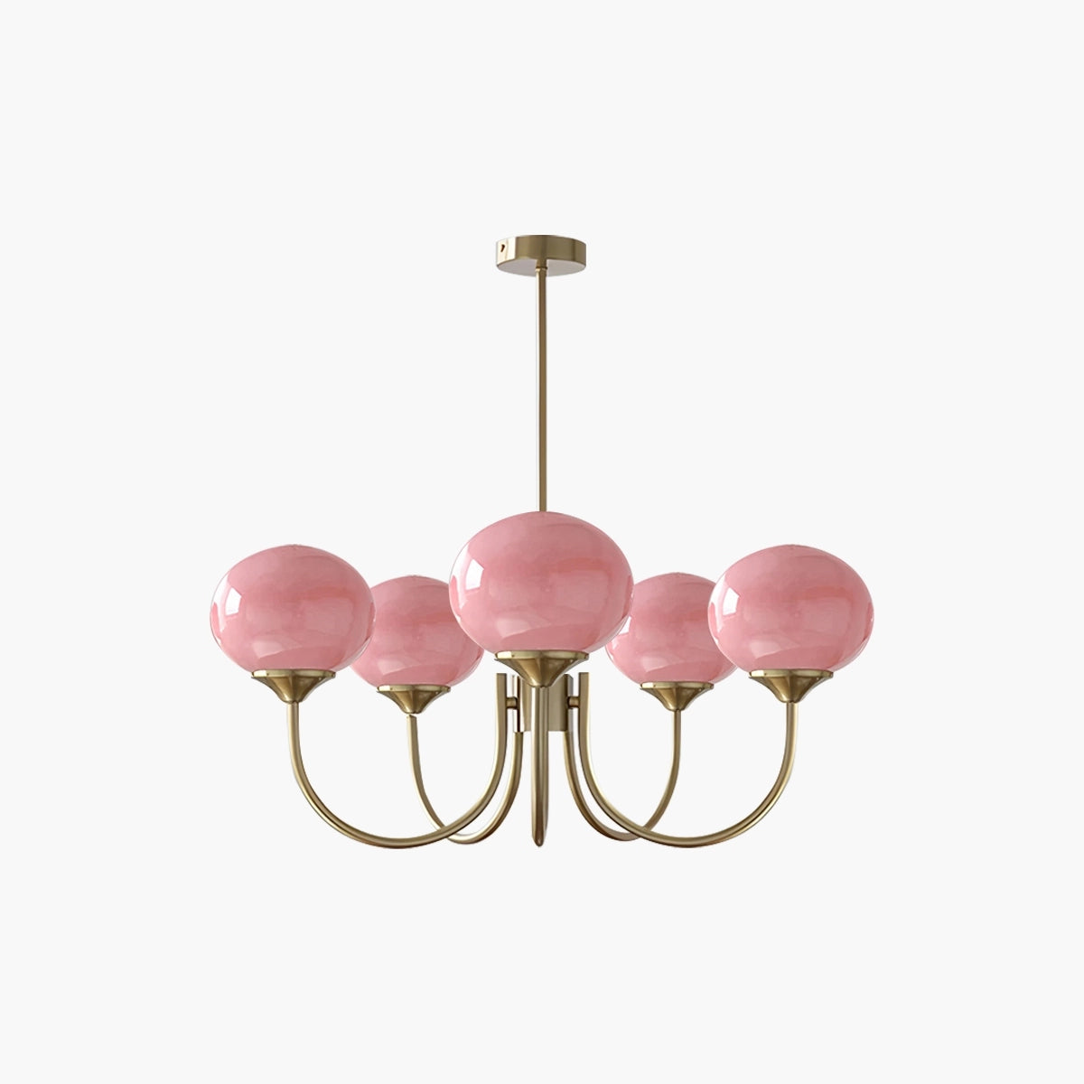 Antizer Pink Glass Globe Arm Chandelier for Living Room
