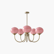 Antizer Pink Glass Globe Arm Chandelier for Living Room