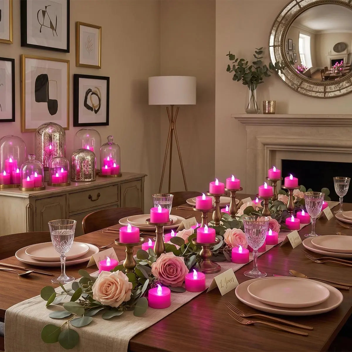 Antizer Pink LED Flameless Candle Tealights 100 Pack × 18