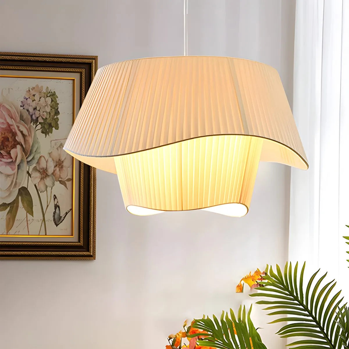 Antizer Pleated Fabric Drum Pendant Light