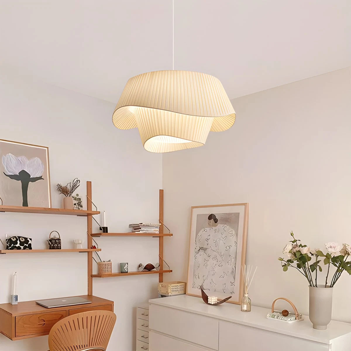 Antizer Pleated Fabric Drum Pendant Light