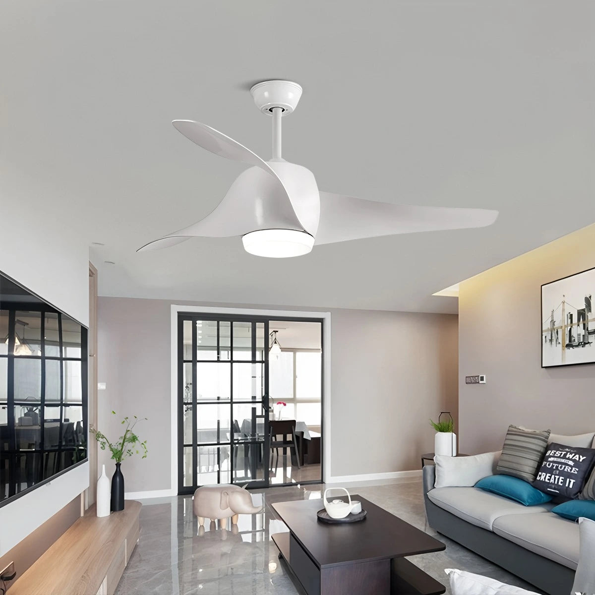 Antizer Propeller Ceiling Fan Lamp for Dining Room