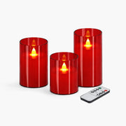 Antizer Red Acrylic Glass Pillar Flameless Candle 12 Pack × 6
