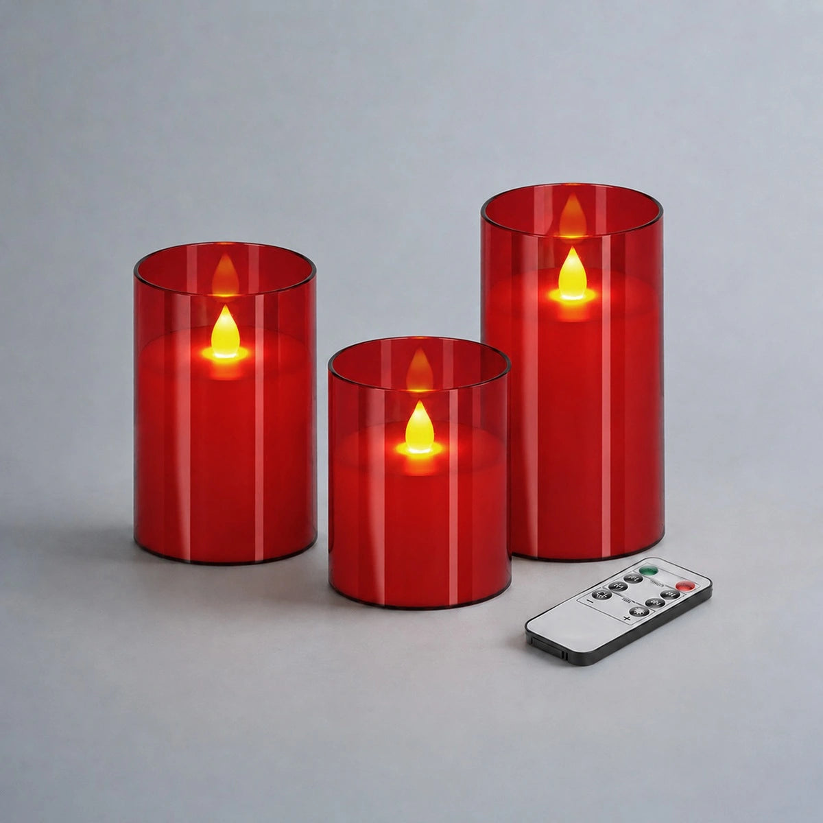 Antizer Red Acrylic Glass Pillar Flameless Candle 12 Pack × 6