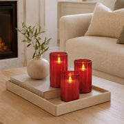 Antizer Red Acrylic Glass Pillar Flameless Candle 12 Pack × 6