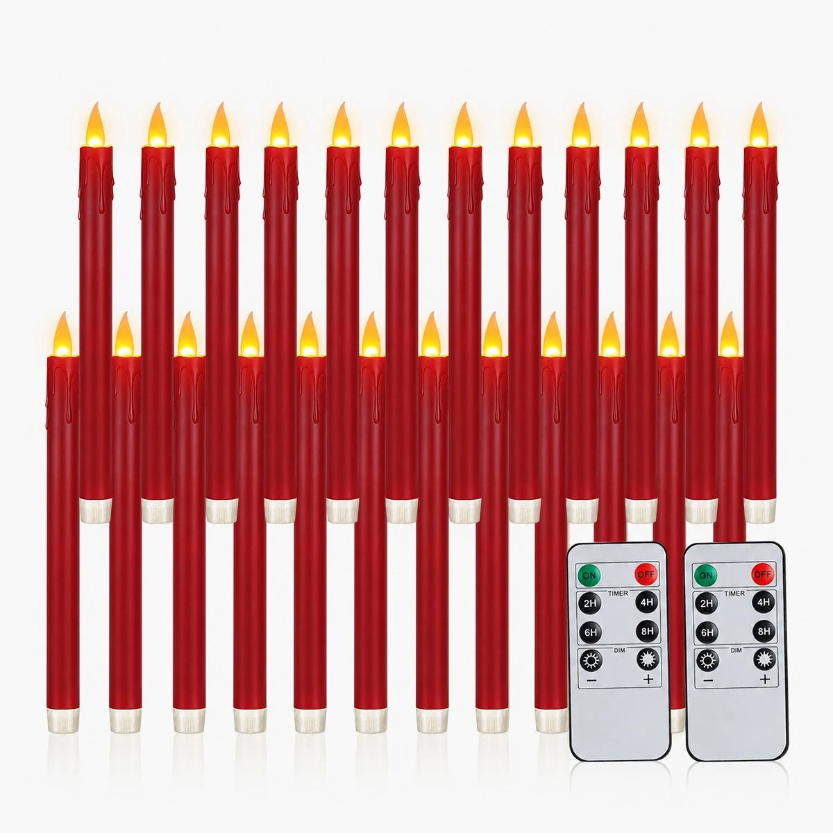 Antizer Red Drip Flameless Taper Candle 24 Pack × 16