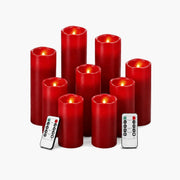 Antizer Red LED Flameless Paraffin Candle 9 Pack × 8