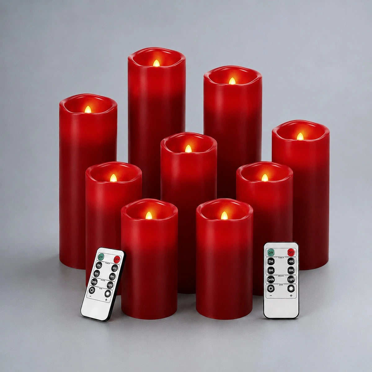 Antizer Red LED Flameless Paraffin Candle 9 Pack × 8