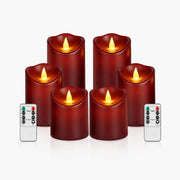 Antizer Red Outdoor Waterproof Pillars Flameless Candle 24 Pack × 6