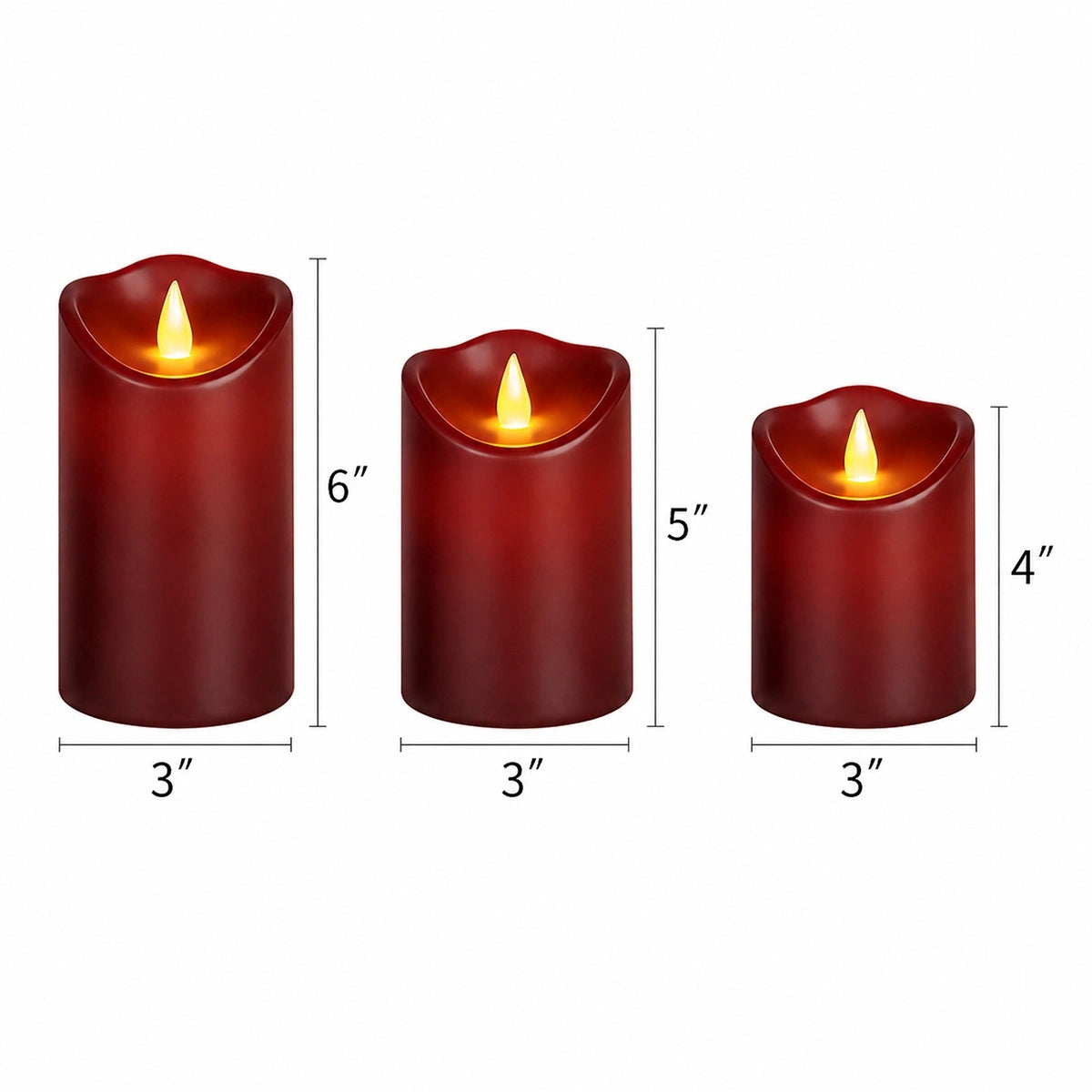 Antizer Red Outdoor Waterproof Pillars Flameless Candle 24 Pack × 6