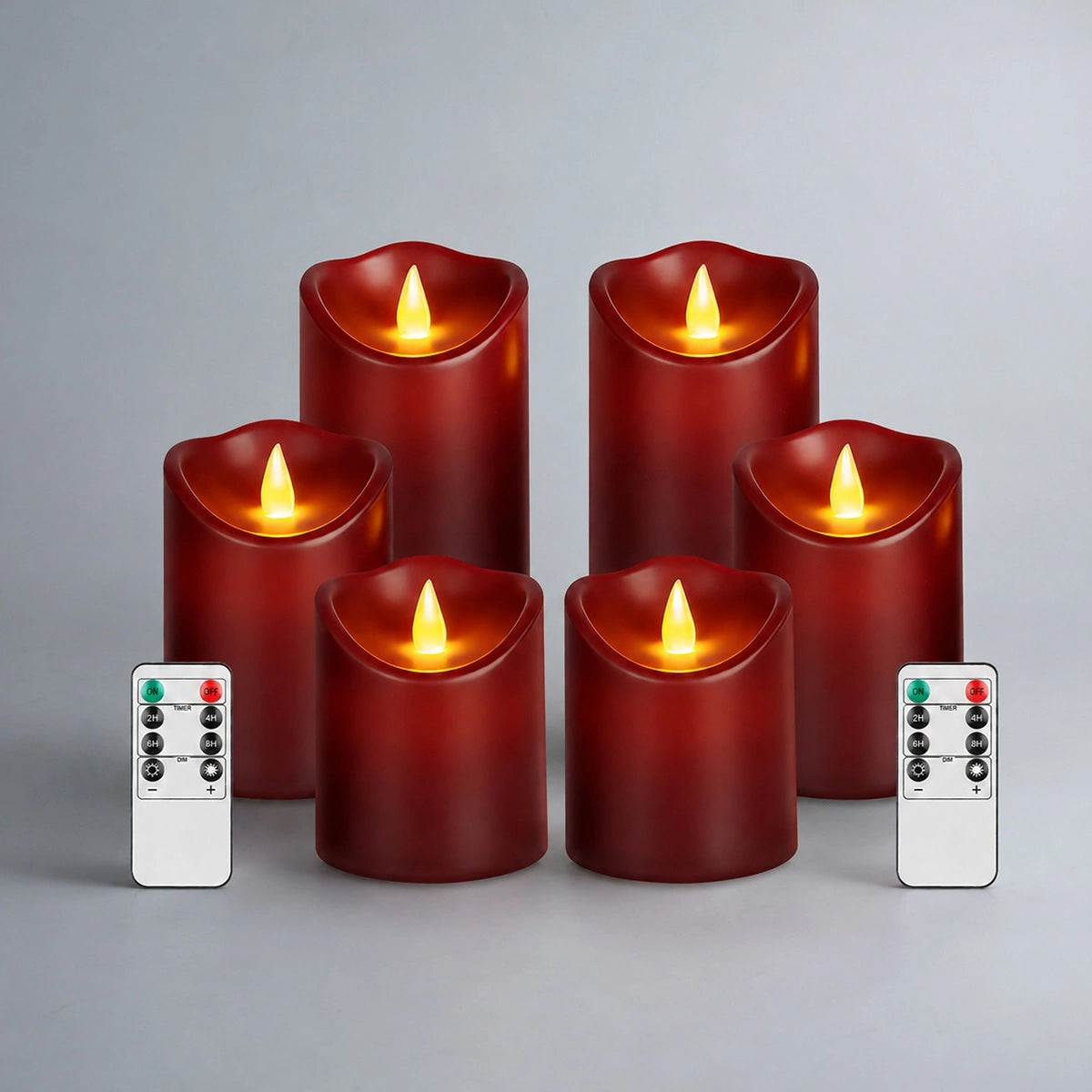 Antizer Red Outdoor Waterproof Pillars Flameless Candle 24 Pack × 6