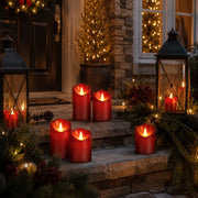 Antizer Red Outdoor Waterproof Pillars Flameless Candle 24 Pack × 6