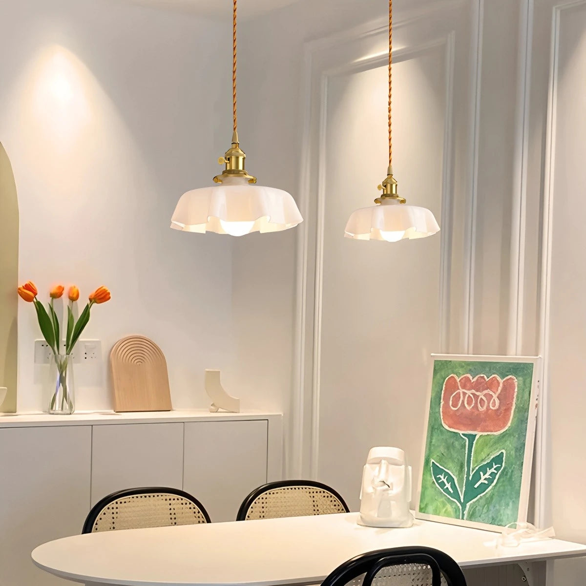 Antizer Retro Coloured Glass Pendant Light for Kitchen