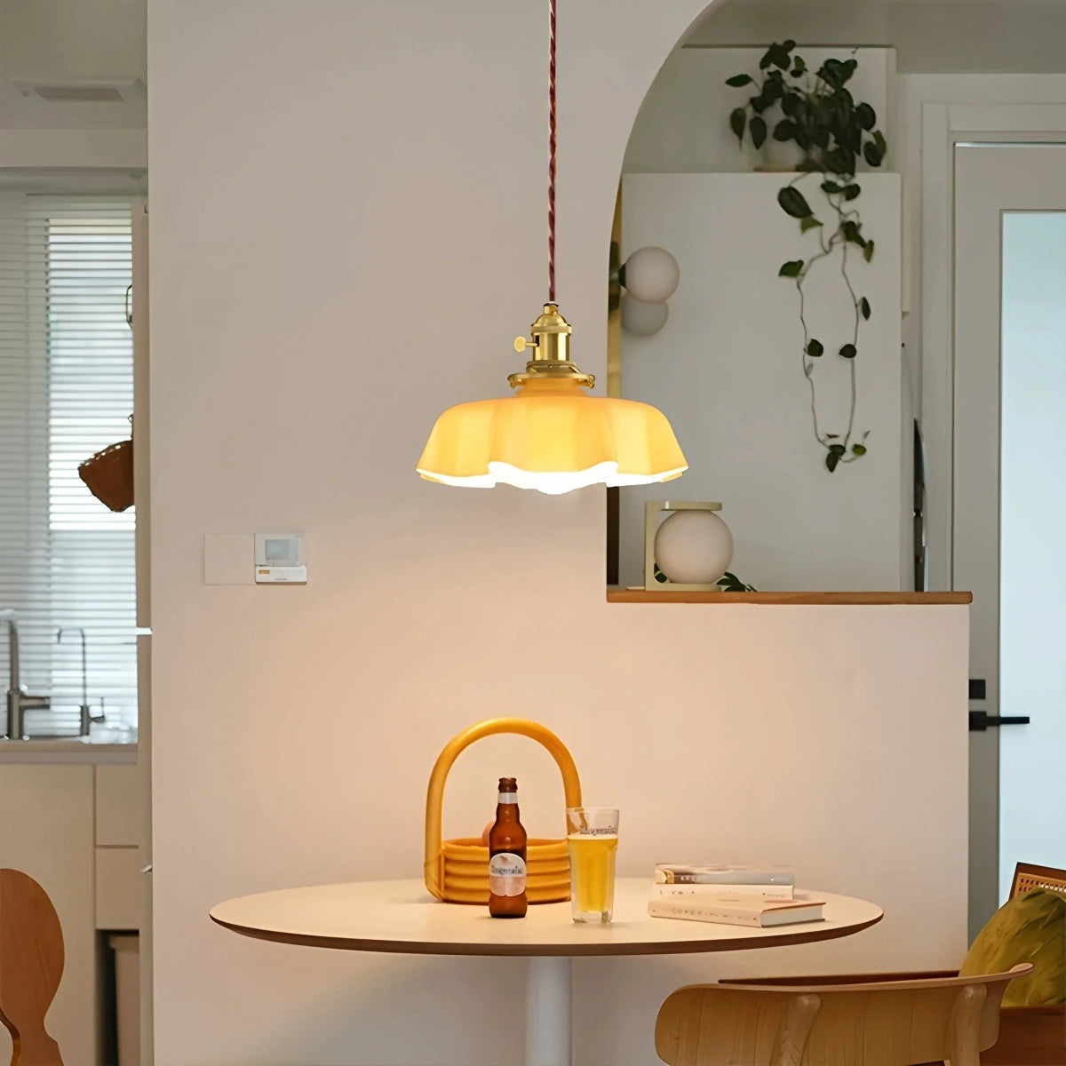 Antizer Retro Coloured Glass Pendant Light for Kitchen