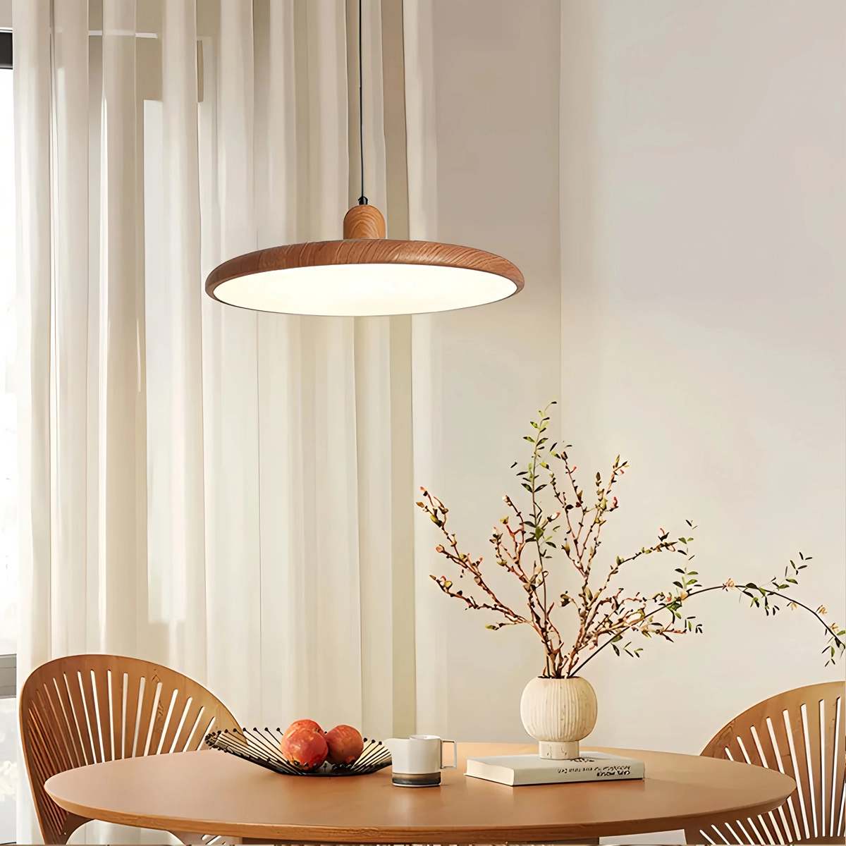 Antizer Retro Walnut Color Round UFO Pendant Light