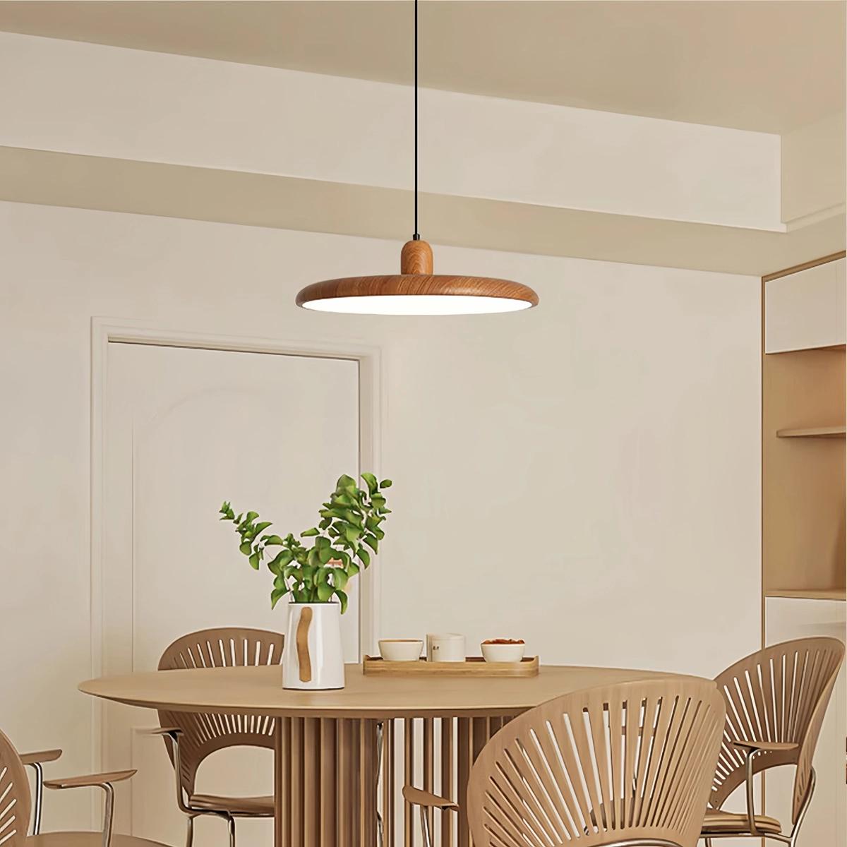 Antizer Retro Walnut Color Round UFO Pendant Light