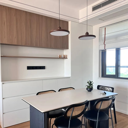 Antizer Retro Walnut Color Round UFO Pendant Light
