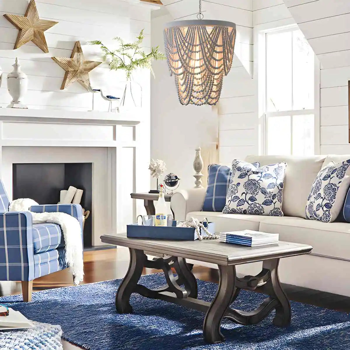 Antizer Retro Wooden Bead Chandelier for Dining Room