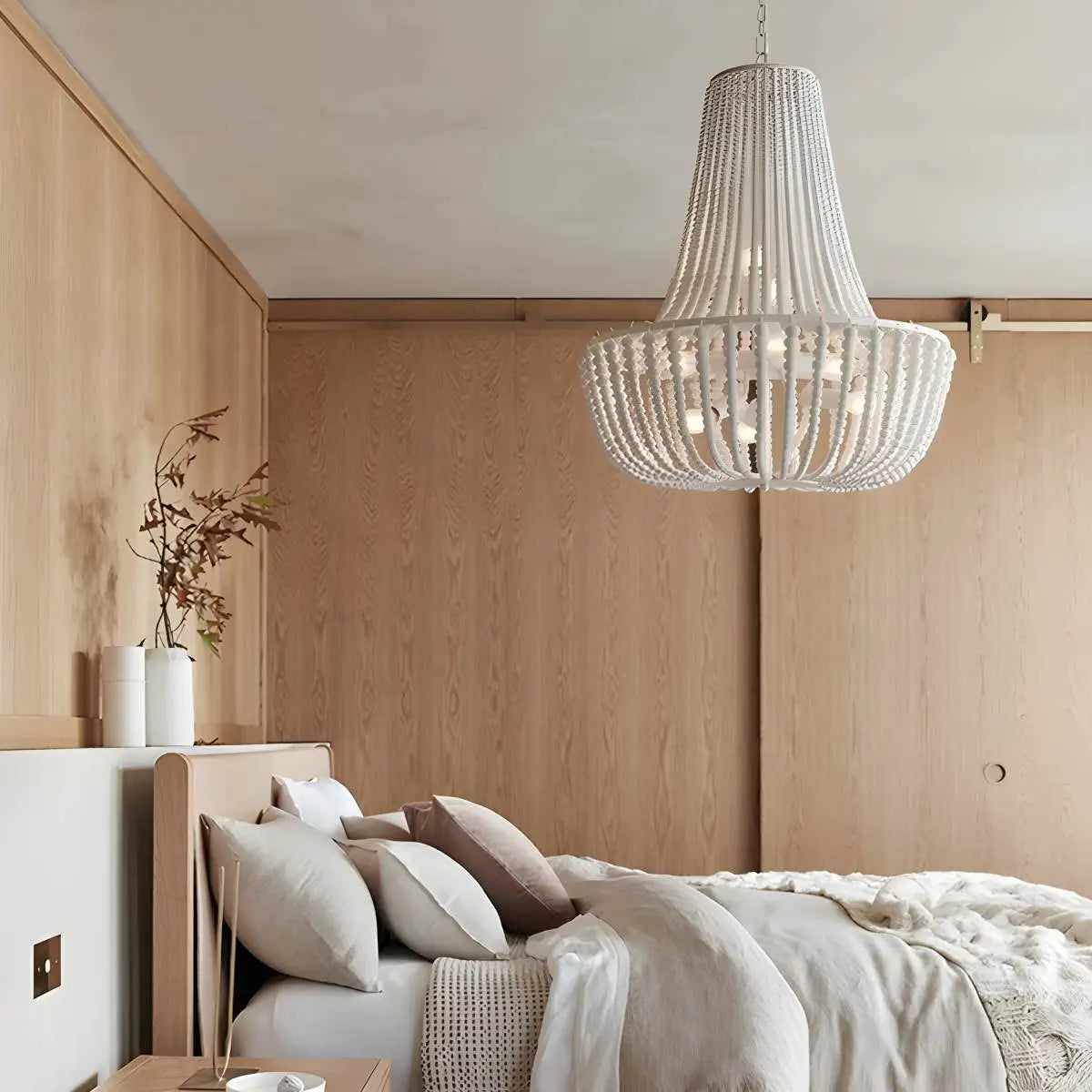 Antizer Retro Wooden Bead Chandelier for Dining Room