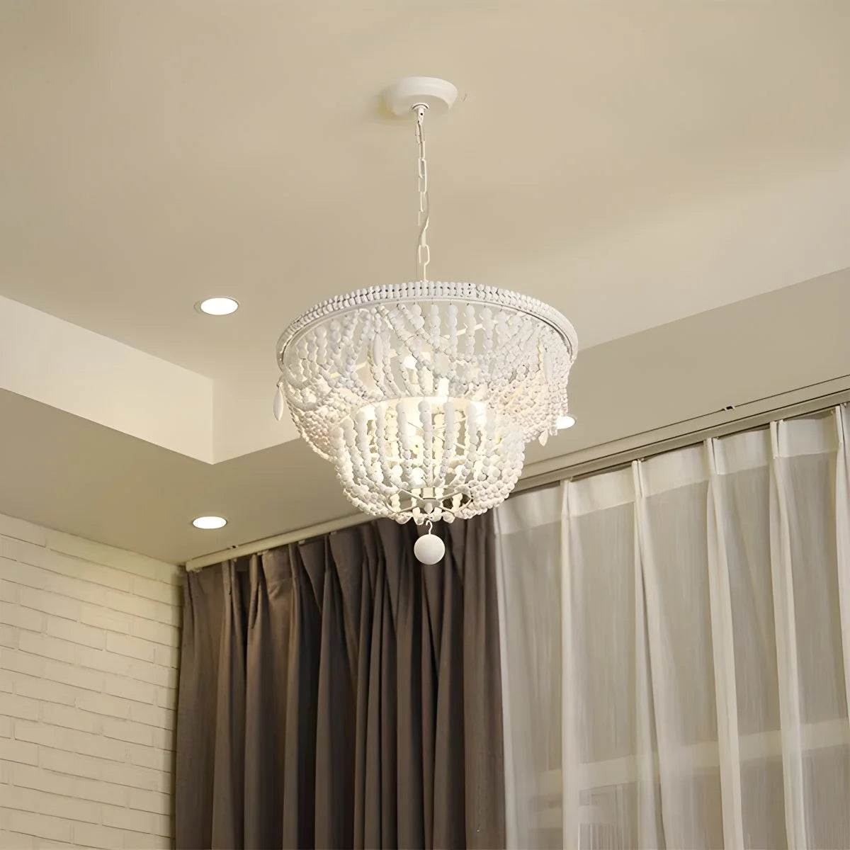 Antizer Retro Wooden Bead Chandelier for Dining Room
