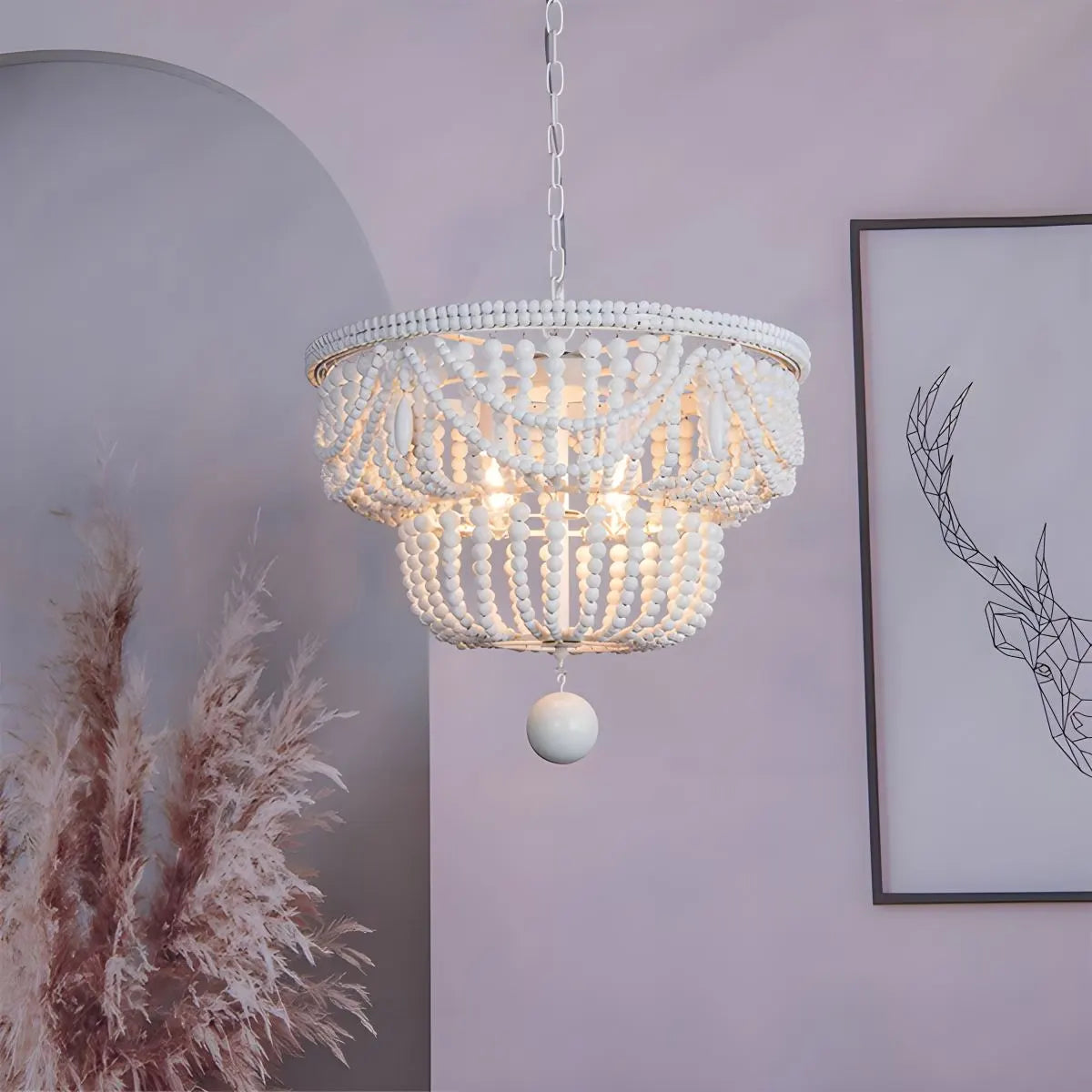 Antizer Retro Wooden Bead Chandelier for Dining Room