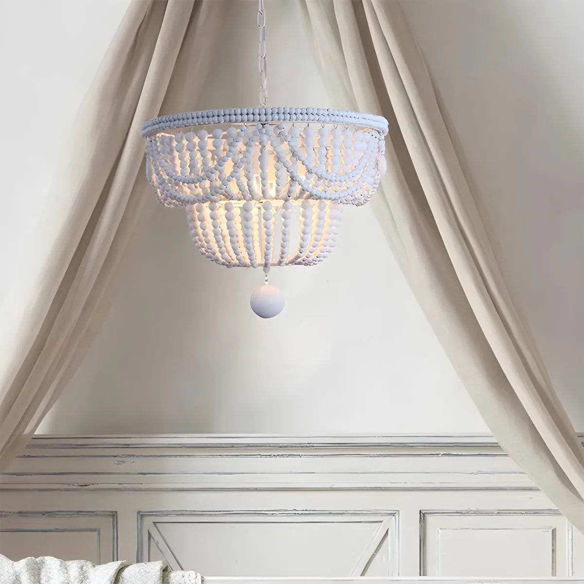 Antizer Retro Wooden Bead Chandelier for Dining Room