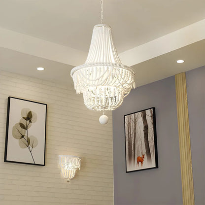 Antizer Retro Wooden Bead Chandelier