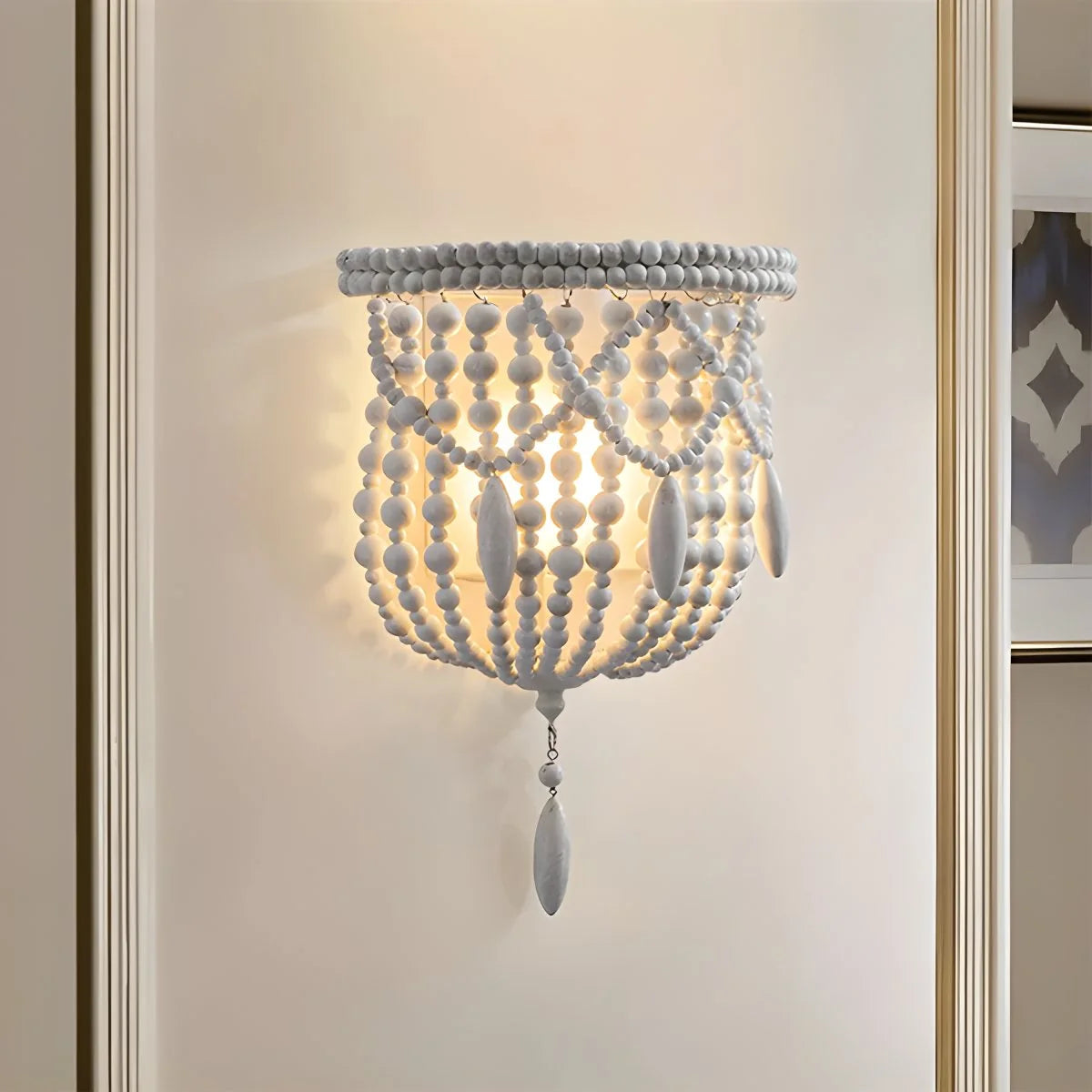 Antizer Retro Wooden Bead Chandelier