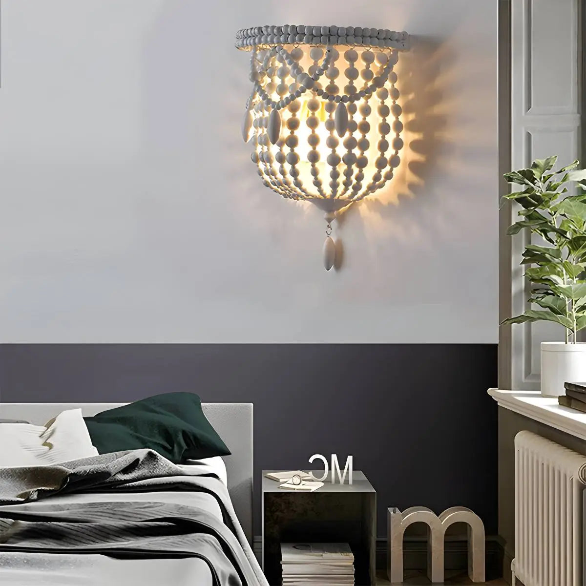 Antizer Retro Wooden Bead Chandelier for Dining Room