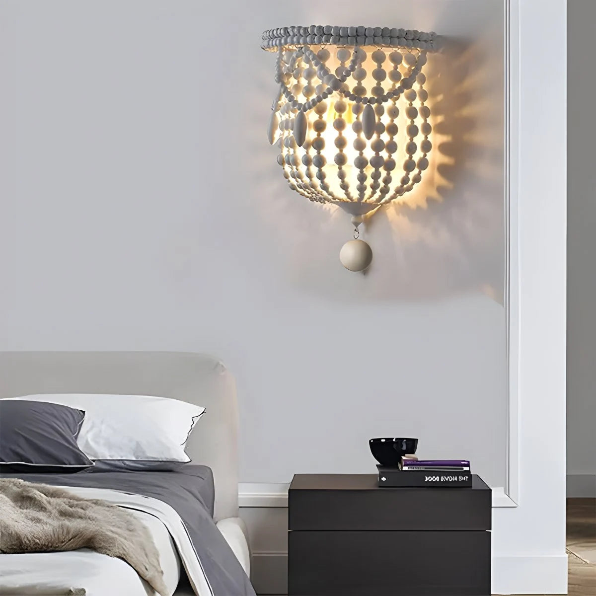 Antizer Retro Wooden Bead Chandelier for Dining Room