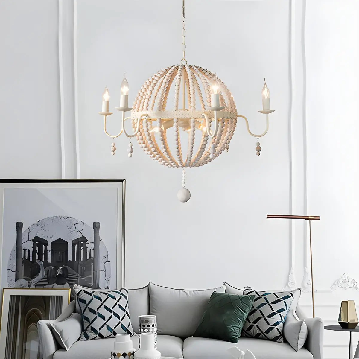 Antizer Retro Wooden Bead Chandelier for Dining Room