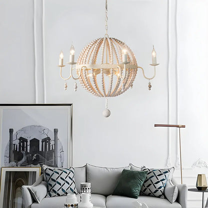 Antizer Retro Wooden Bead Chandelier