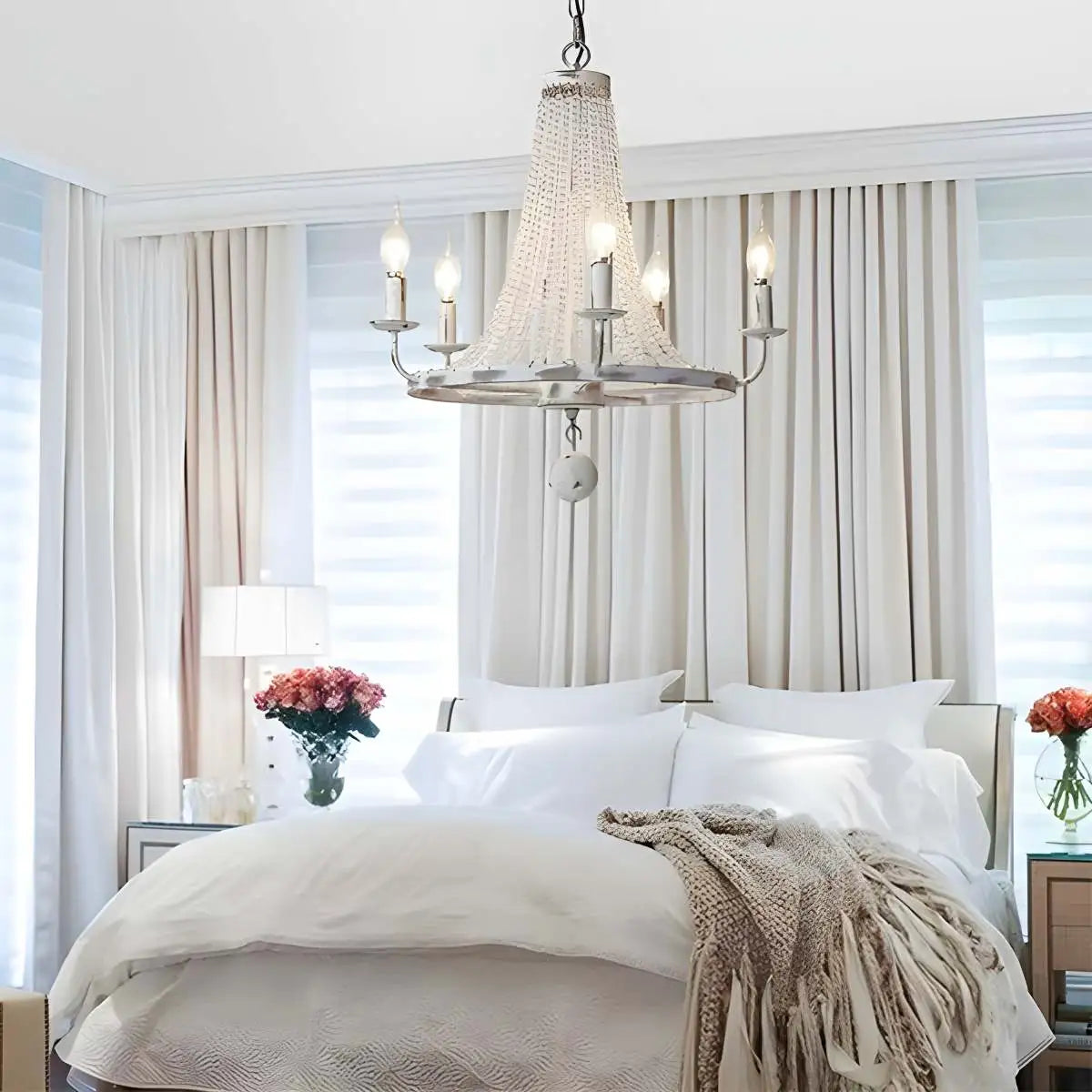 Antizer Retro Wooden Bead Chandelier for Dining Room
