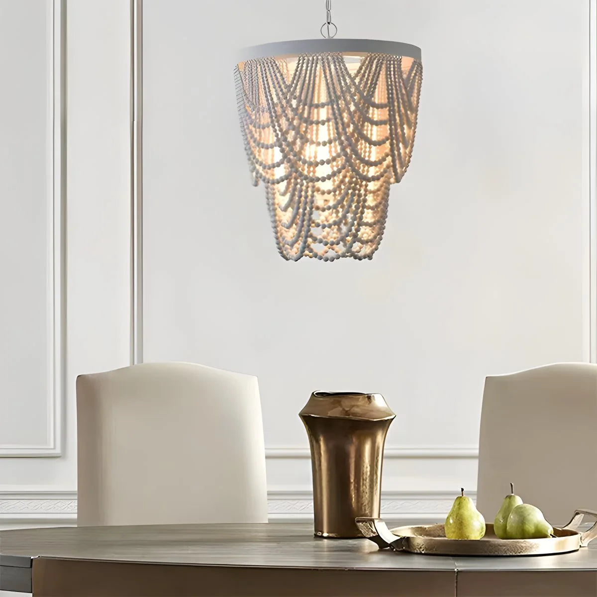 Antizer Retro Wooden Bead Chandelier for Dining Room