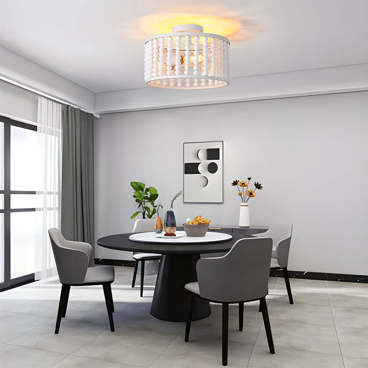 Antizer Retro Wooden Bead Chandelier for Dining Room