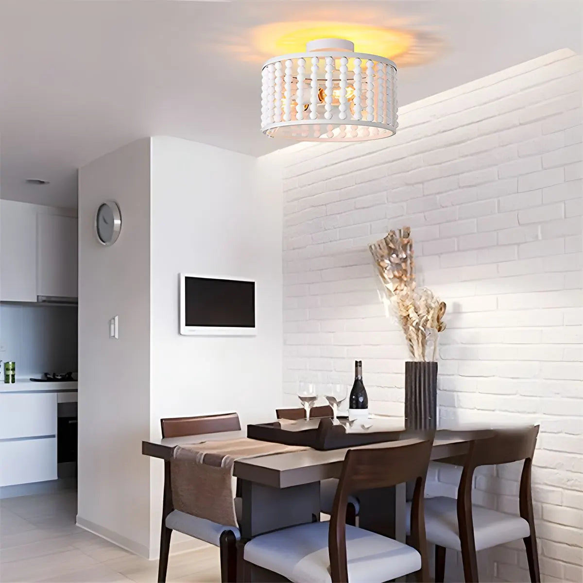 Antizer Retro Wooden Bead Chandelier for Dining Room