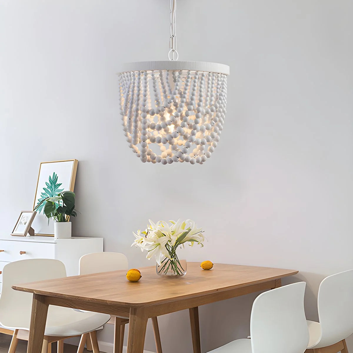 Antizer Retro Wooden Bead Chandelier for Dining Room