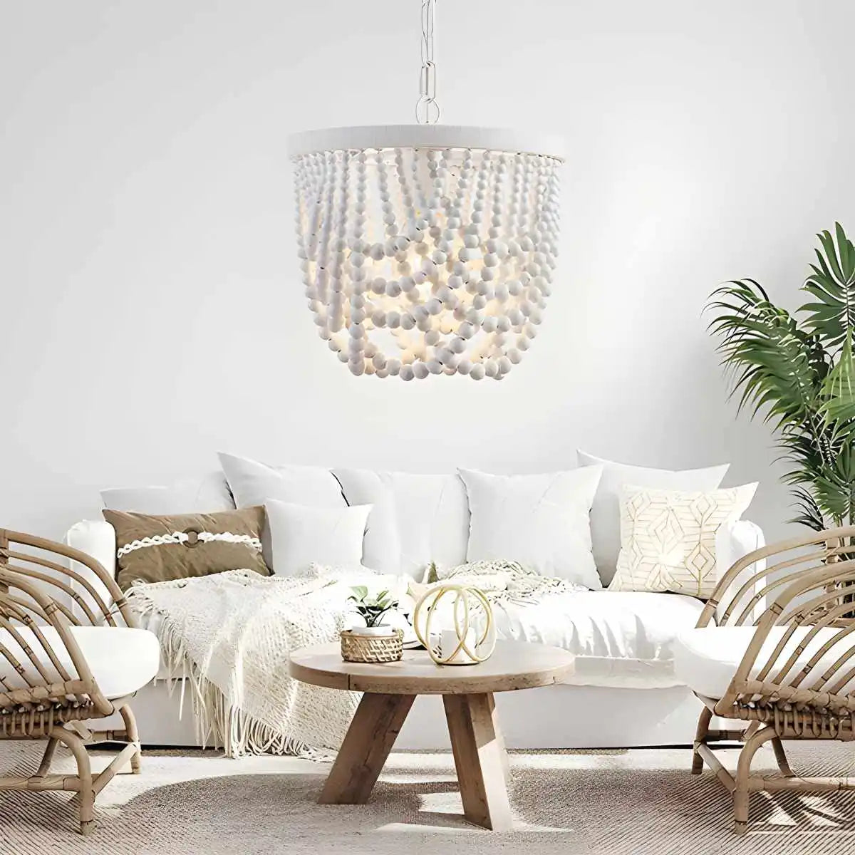 Antizer Retro Wooden Bead Chandelier for Dining Room