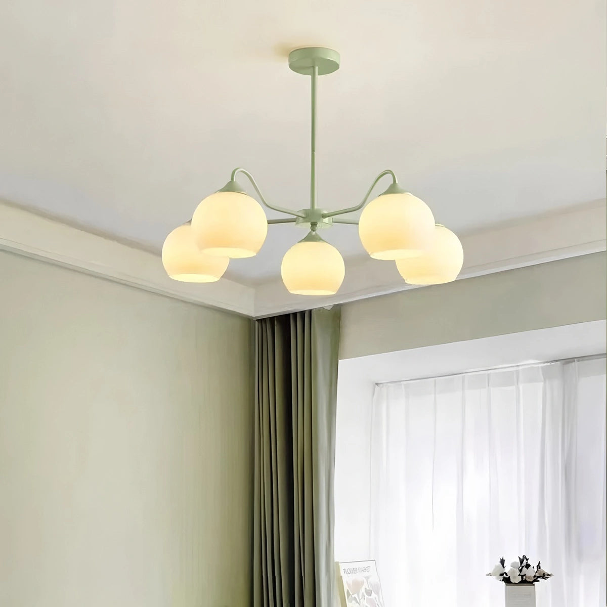Antizer Ribbed Glass Matcha Chandelier