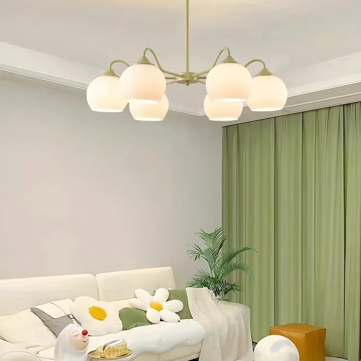 Antizer Ribbed Glass Matcha Chandelier