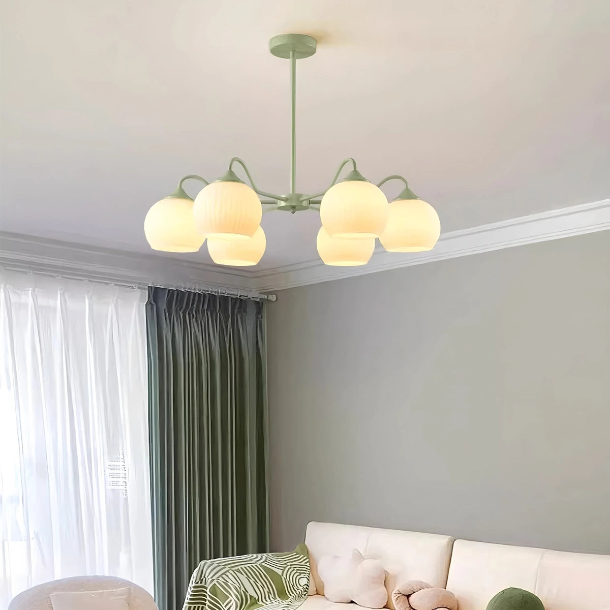 Antizer Ribbed Glass Matcha Chandelier