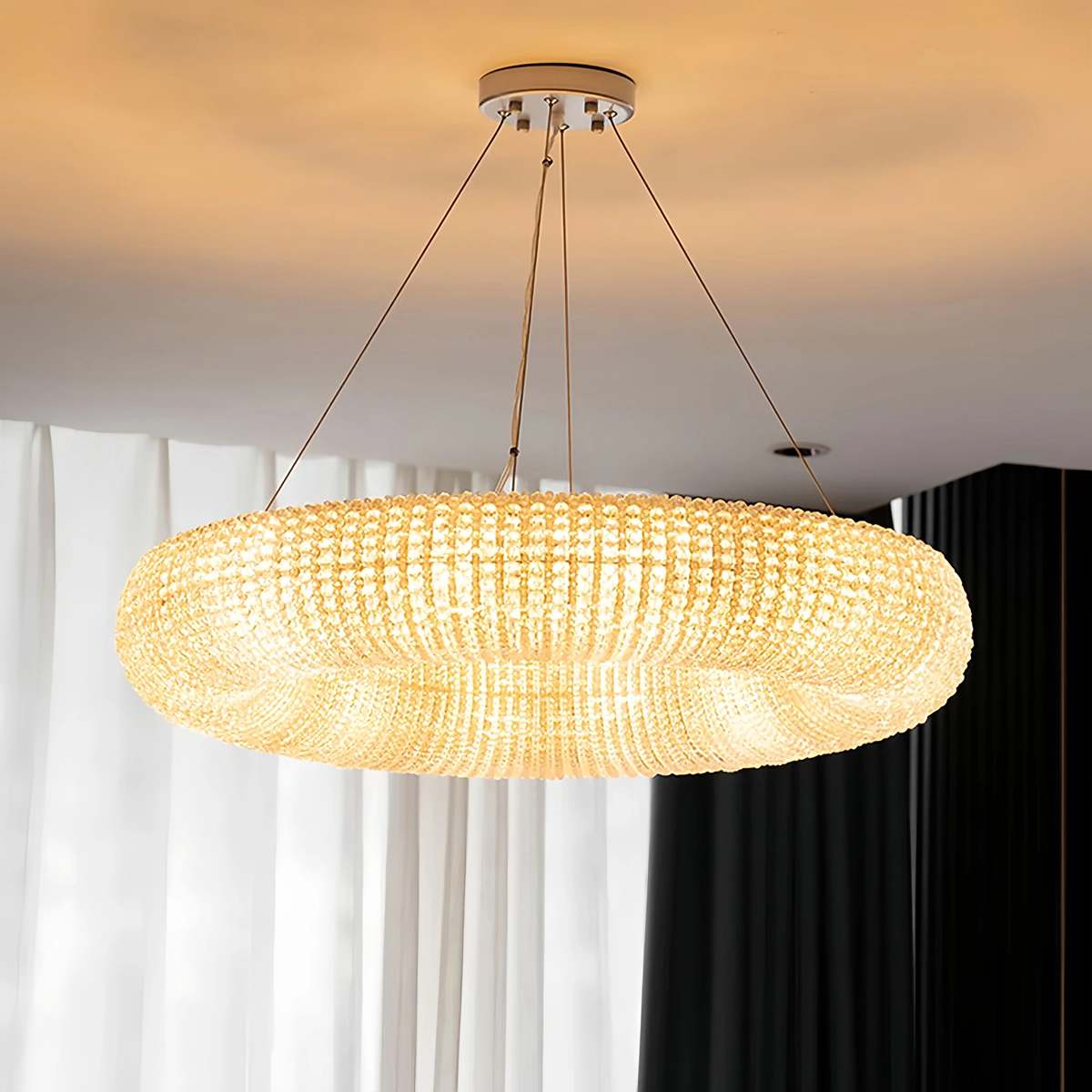 Antizer Riddle Round Crystal Led Ring Chandelier