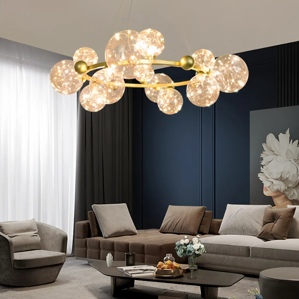 Antizer Robina Bubble Glass Chandelier for Living Room