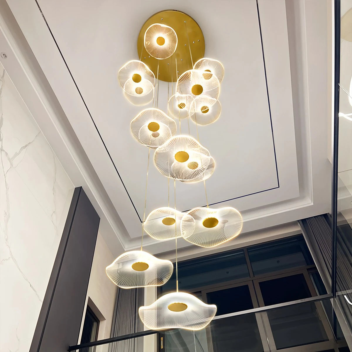 Antizer Rotasu Lotus Leaf Staircase Chandelier