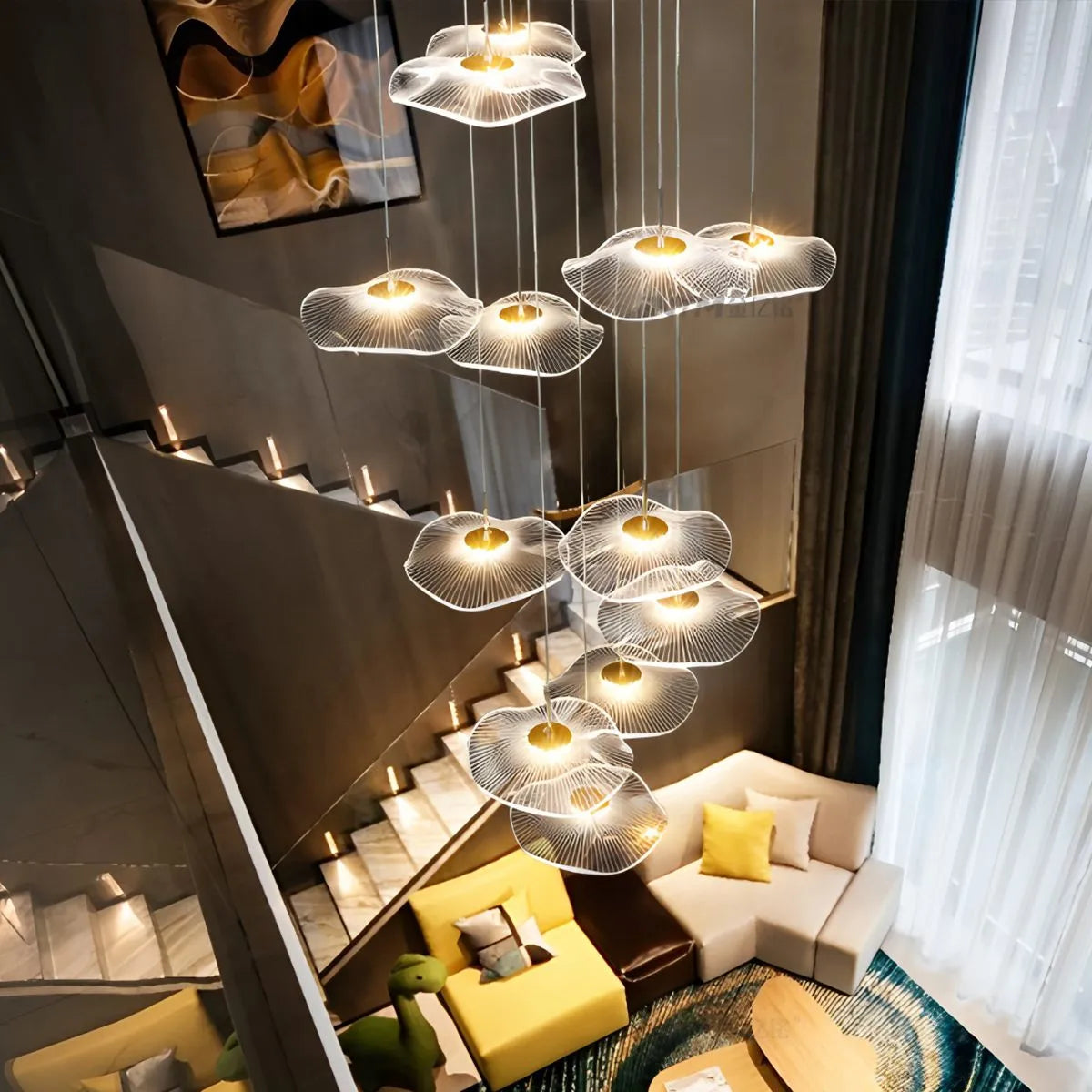 Antizer Rotasu Lotus Leaf Staircase Chandelier