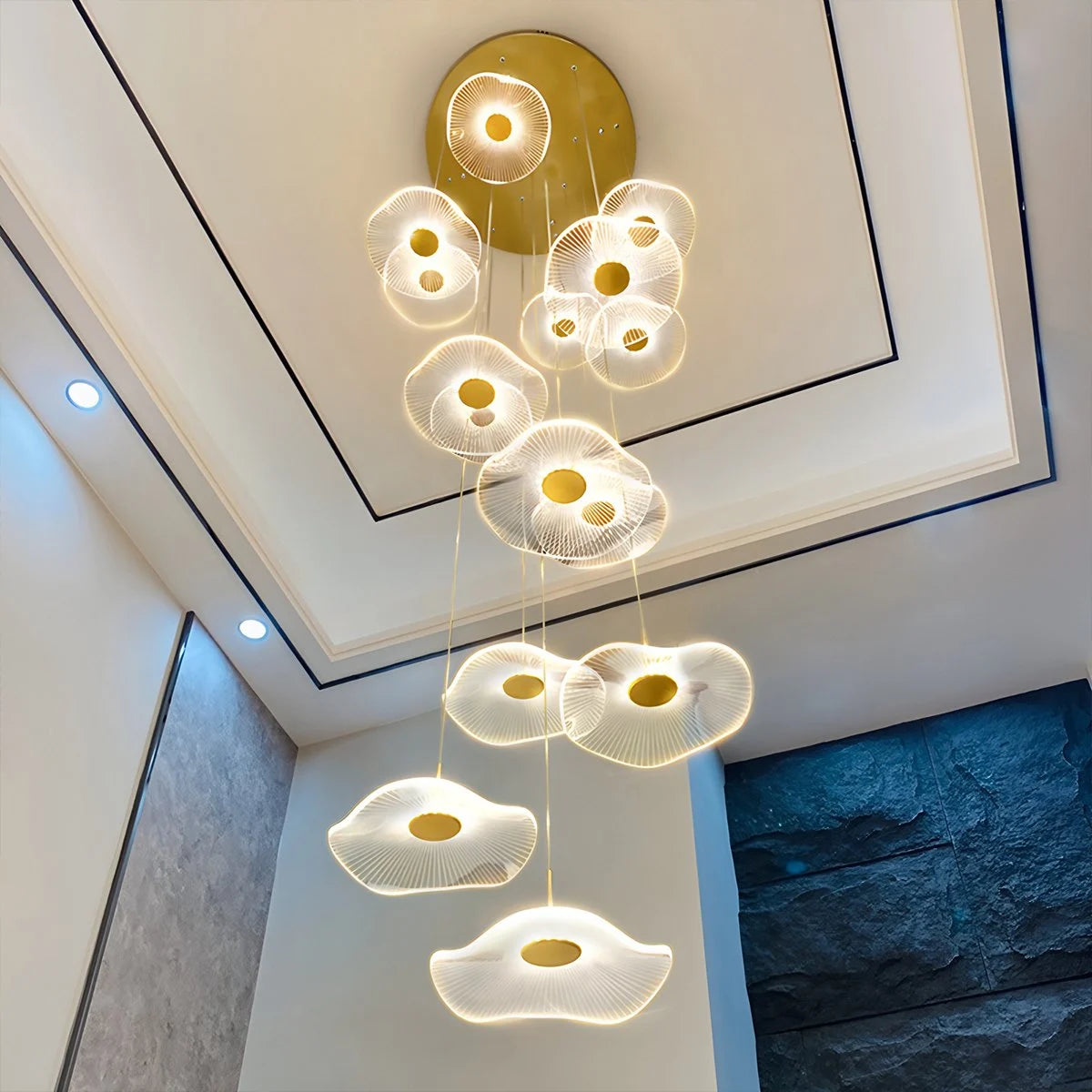 Antizer Rotasu Lotus Leaf Staircase Chandelier