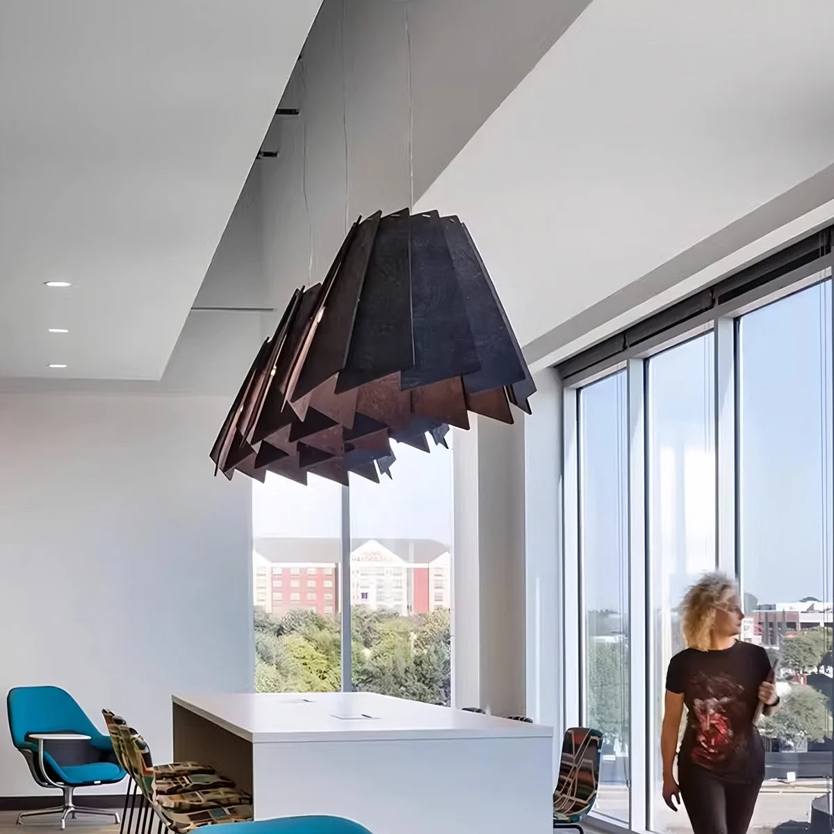 Antizer Rotating Leaf Acoustic Pendant Light for Living Room Office